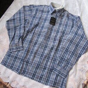 Uomo Men casual shirt, made in Italy,60% cottom, blue/wait,sz.M